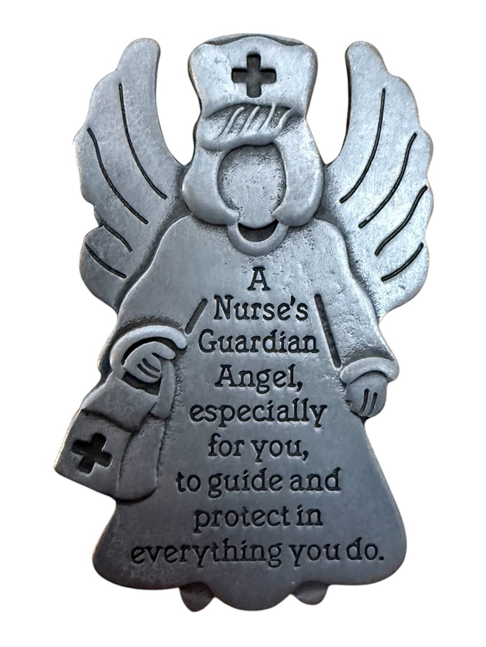 Nurse’s Guardian Angel Figurine Pewter Tone Nurse Gift Inspirational Visor Clip